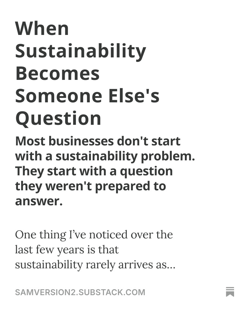 When Sustainability Becomes Someone Else's Question